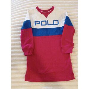 Polo Ralph Lauren Sweater Dress Girls Size 5 Long Sleeves Pink Blue White